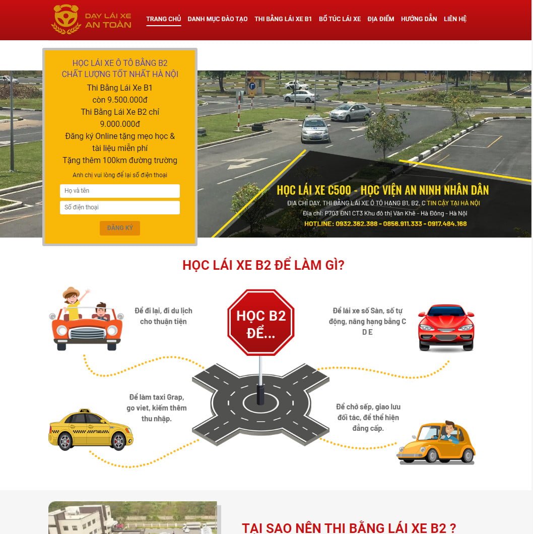 Theme wordpress trung tâm dạy lái xe 01