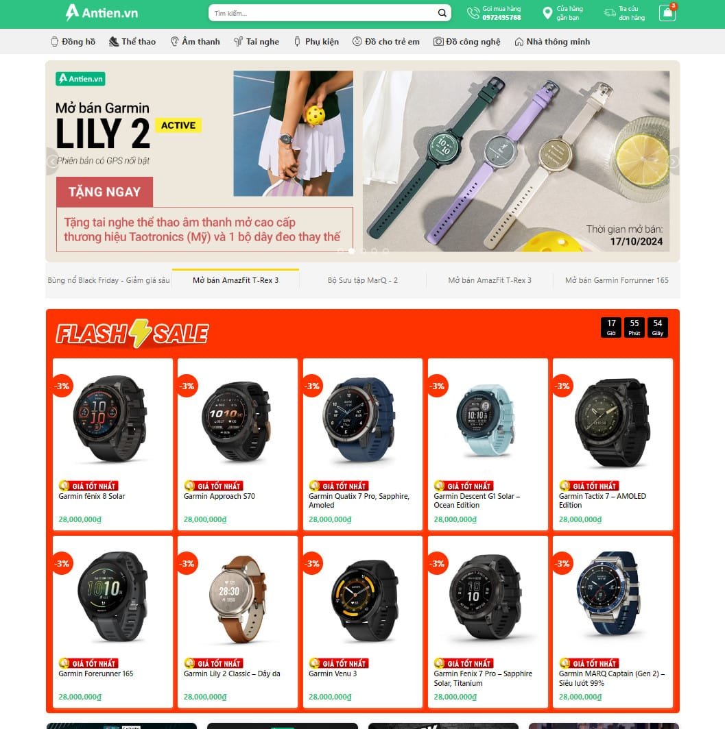 Theme wordpress bán đồng hồ, đồ công nghệ 03